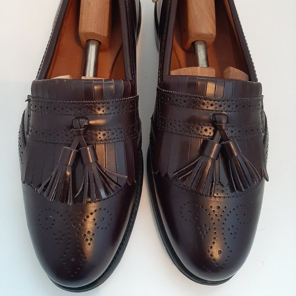 Allen Edmonds 11B Bridgeton Dark Chili Dress Shoes Loafers Slip Ons tassles